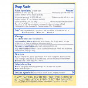 Boiron, SinusCalm®, Sinus Relief, без добавок, 60 таблеток Meltaway в Москве - eco-herb.ru | фото