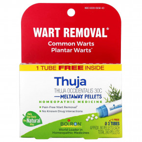 Boiron, туя западная, 30C, 3 тубы по 80 гранул - описание | фото