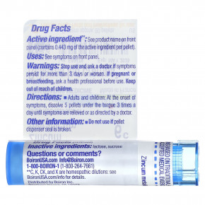 Boiron, Zincum Metallicum, 6C, для облегчения судорог ног, примерно 80 гранул в Москве - eco-herb.ru | фото