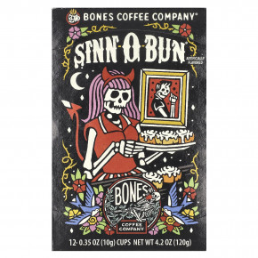 Bones Coffee Company, кофейные чашки, Sinn-O-Bun, 12 чашек по 10 г (0,35 унции) - описание