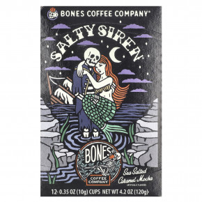 Bones Coffee Company, Salty Siren, кофейные чашки, мокко с морской соленой карамелью, 12 чашек по 10 г (0,35 унции) в Москве - eco-herb.ru | фото