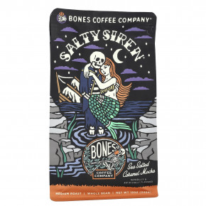 Bones Coffee Company, Salty Siren, мокко с морской соленой карамелью, цельные бобы, средняя обжарка, 340 г (12 унций) в Москве - eco-herb.ru | фото