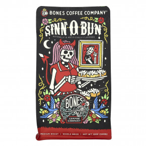 Bones Coffee Company, Sinn-O-Bun, цельная фасоль, средняя обжарка, 340 г (12 унций) - описание | фото