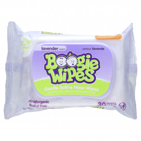 Boogie Wipes, Нежные солевые салфетки для носа, аромат лаванды, 30 салфеток - описание | фото