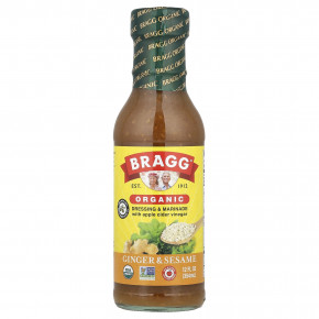 Bragg, органическая заправка и маринад с яблочным уксусом, имбирем и кунжутом, 354 мл (12 жидк. унций) - описание | фото