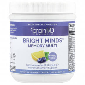 BrainMD, Bright Minds ™ Memory Multi, черничный лимонад, 158,4 г (5,59 унции) в Москве - eco-herb.ru | фото