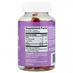 BrainMD, Жевательные мармеладки с L-теанином, ягодные, 60 веганских жевательных мармеладок (100 мг в 1 жевательной мармеладке) в Москве - eco-herb.ru | фото