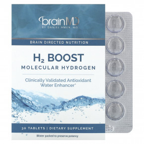 BrainMD, H2 Boost Molecular Hydrogen, 80 мг, 30 таблеток - описание | фото