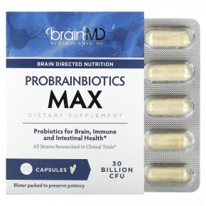 BrainMD, Probrainbiotics Max, 30 млрд КОЕ, 30 капсул - описание | фото