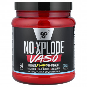 BSN, No-Xplode® VASO, предтренировочный комплекс для прокачки мышц, Razzle Dazzle, 504 г (1,11 фунта) - описание | фото