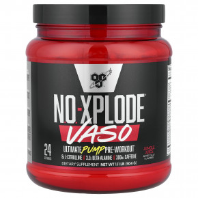 BSN, No-Xplode® VASO, предтренировочный комплекс для прокачки, со вкусом джунглей, 504 г (1,11 фунта) - описание | фото