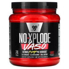 BSN, No-Xplode VASO, Ultimate Pump перед тренировкой, Cherry Bomb, 504 г (1,11 фунта) - описание | фото