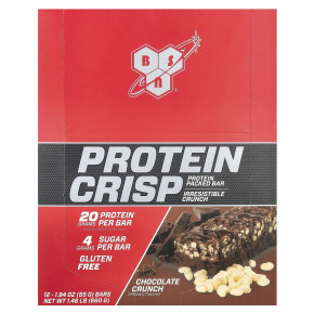 BSN, Protein Crisp, кранч с шоколадом, 12 батончиков, 57 г (2,01 унции) каждый - описание