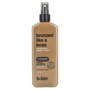 b.tan, Bronzed Like A Boss, бронзирующий лосьон-спрей с кокосовым маслом, пептидами и витамином E, 250 мл (8,45 жидк. унц.) - описание | фото