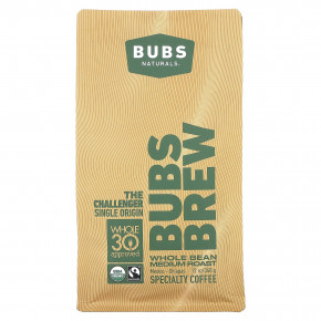 BUBS Naturals, Bubs Brew, Challenger Single Origin, цельные бобы, средней обжарки, 340 г (12 унций) - описание | фото