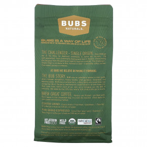 BUBS Naturals, Bubs Brew, Challenger Single Origin, цельные бобы, темная обжарка, 340 г (12 унций) в Москве - eco-herb.ru | фото