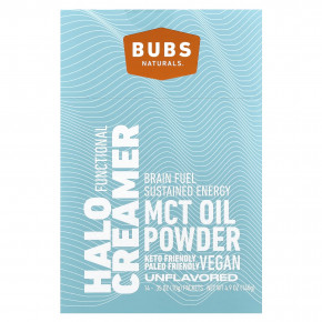 BUBS Naturals, Halo Functional Creamer, порошок из масла MCT, без добавок, 14 пакетиков по 10 г (0,35 унции) в Москве - eco-herb.ru | фото