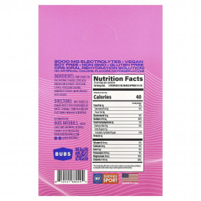 BUBS Naturals, Hydrate or Die®, смесь для приготовления электролитического напитка, со вкусом ягодного ассорти, 20 пакетиков по 12,3 г (0,43 унции) в Москве - eco-herb.ru | фото