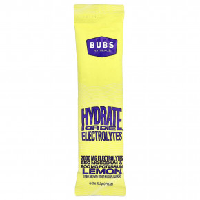 BUBS Naturals, Hydrate or Die®, смесь для приготовления электролитического напитка, со вкусом лимона, 20 пакетиков по 12,1 г (0,43 унции) в Москве - eco-herb.ru | фото