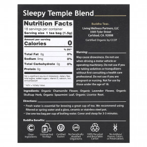 Buddha Teas, органический травяной чай, смесь для сонливости, без кофеина, 18 чайных пакетиков, 27 г (0,95 унции) (Товар снят с продажи) в Москве - eco-herb.ru | фото