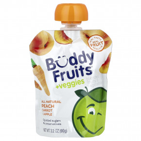 Buddy Fruits, Смесь фруктов и овощей, персик, морковь и яблоко, 90 г (3,2 унции) в Москве - eco-herb.ru | фото