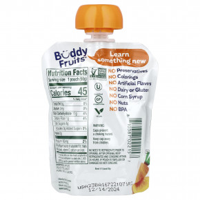 Buddy Fruits, Смесь фруктов и овощей, персик, морковь и яблоко, 90 г (3,2 унции) (Товар снят с продажи) в Москве - eco-herb.ru | фото