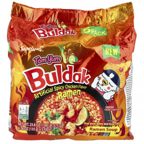 Buldak®, суп рамен, пряная курица, том ям, 5 пакетиков по 135 г (4,76 унции) - описание