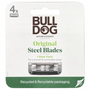 Bulldog Skincare For Men, Original Steel Blades, запасной блок, 4 шт. - описание | фото