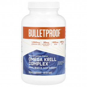 BulletProof, Omega Krill Complex ™, натуральный лимон, 120 мягких таблеток - описание | фото