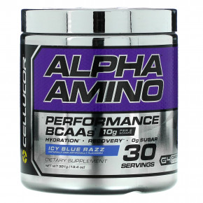 C4 / Cellucor, Alpha Amino, BCAA для улучшения результатов, льдисто-голубая вспышка, 381 г (13,4 унции) - описание