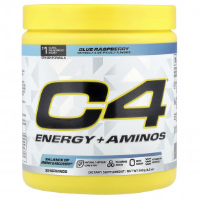 C4 / Cellucor, C4® Energy + Aminos, со вкусом голубой малины, 249 г (8,8 унции) - описание | фото