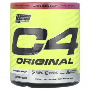 C4 / Cellucor, C4 Original, перед тренировкой, арбуз, 267 г (9,4 унции) - описание