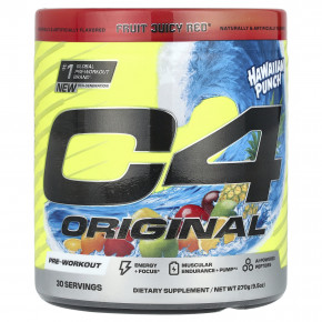 C4 / Cellucor, C4 Original, перед тренировкой, Hawaiian Punch®, Fruit Juicy Red®, 270 г (9,5 унции) - описание