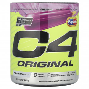 C4 / Cellucor, C4 Original, перед тренировкой, виноградное эскимо, 246 г (8,7 унции) - описание