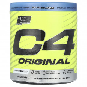 C4 / Cellucor, C4® Original, предтренировочный комплекс, со вкусом голубой малины, 267 г (9,4 унции) - описание | фото