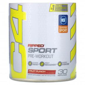 C4 / Cellucor, C4 Ripped Sport, перед тренировкой, фруктовый пунш, 255 г (9 унций) в Москве - eco-herb.ru | фото