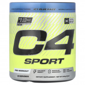 C4 / Cellucor, C4 Sport, предтренировочная добавка, ледяная голубая роза, 244 г (8,6 унции) - описание