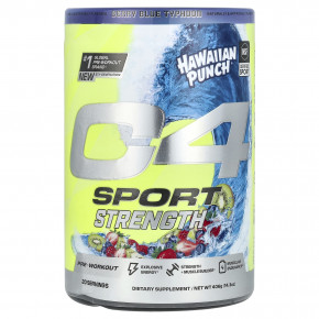 C4 / Cellucor, C4 Sport, Strength, предтренировочный комплекс, Hawaiian Punch®, ягодный синий тайфун, 406 г (14,3 унции) - описание