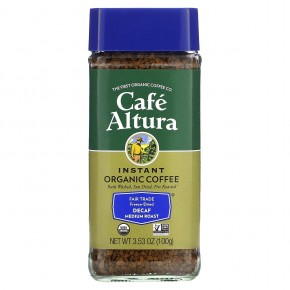 Cafe Altura, растворимый органический кофе, средней обжарки, сублимированный, без кофеина, 100 г (3,53 унции) - описание