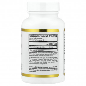 California Gold Nutrition, 5-HTP, 100 мг, 60 растительных капсул в Москве - eco-herb.ru | фото