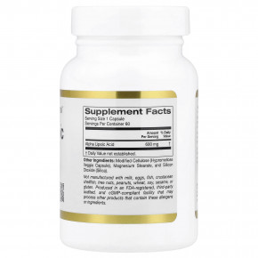 California Gold Nutrition, альфа-липоевая кислота, 600 мг, 60 растительных капсул в Москве - eco-herb.ru | фото