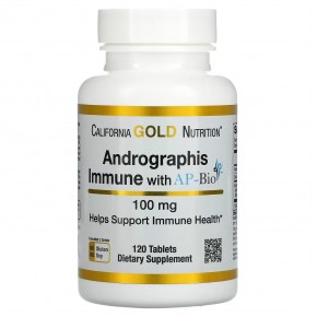 California Gold Nutrition, добавка для укрепления иммунитета на основе андрографиса с экстрактом AP-Bio, 100 мг, 120 таблеток - описание