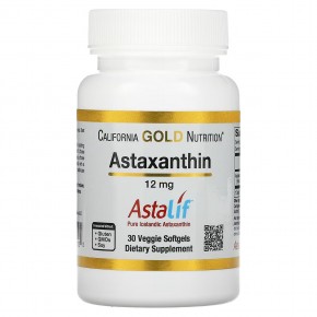 California Gold Nutrition, астаксантин, чистый исландский продукт AstaLif, 12 мг, 30 растительных мягких таблеток в Москве - eco-herb.ru | фото