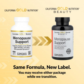 California Gold Nutrition, Beauty, добавка для поддержки во время менопаузы с дудником гигантским, цинанхумом, зопником и L-лейцином, 90 растительных капсул в Москве - eco-herb.ru | фото