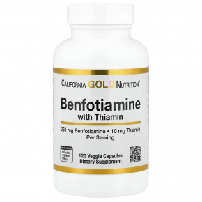 California Gold Nutrition, бенфотиамин и тиамин, 250 мг, 120 растительных капсул - описание | фото