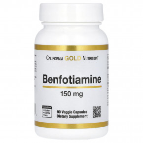 California Gold Nutrition, бенфотиамин с L-лейцином, 150 мг, 90 растительных капсул - описание | фото