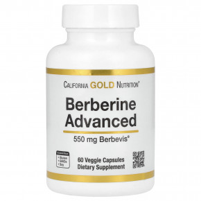 California Gold Nutrition, Berberine Advanced, фитосома Berbevis с фосфолипидным комплексом берберина и подсолнечным лецитином, 550 мг, 60 растительных капсул в Москве - eco-herb.ru | фото