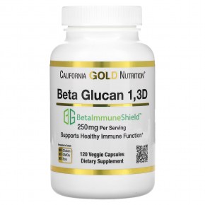California Gold Nutrition, бета-глюкан 1-3D с Beta-ImmuneShield, 125 мг, 120 растительных капсул в Москве - eco-herb.ru | фото