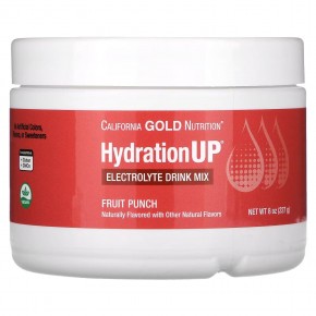 California Gold Nutrition, HydrationUP, порошок для приготовления напитка с электролитами, со вкусом фруктового пунша, 227 г (8 унций) - описание
