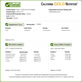 California Gold Nutrition, биотин, 10 000 мкг, 90 вегетарианских капсул в Москве - eco-herb.ru | фото